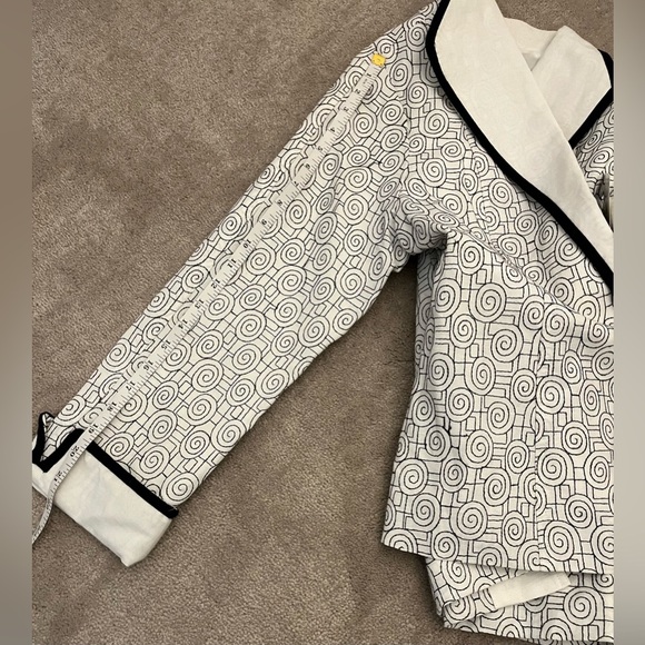 Rafael Y2K Black & White Linen Blend Open Front Jacket – Size 14 - Picture 9 of 10